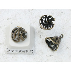 Bell cap, fancy with prong, antiqued bronze