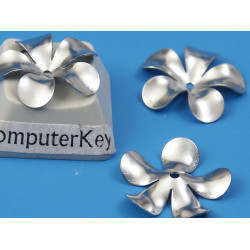 Bead Cap, 15mm, 5-petal hibiscus flower, 316 stainless steel, bag of 100