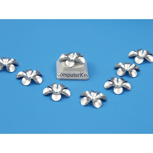 Bead Cap, 15mm, 5-petal hibiscus flower, 316 stainless steel, bag of 100