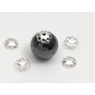Bead Cap, 6mm, lacy, silver plate, bag of 100