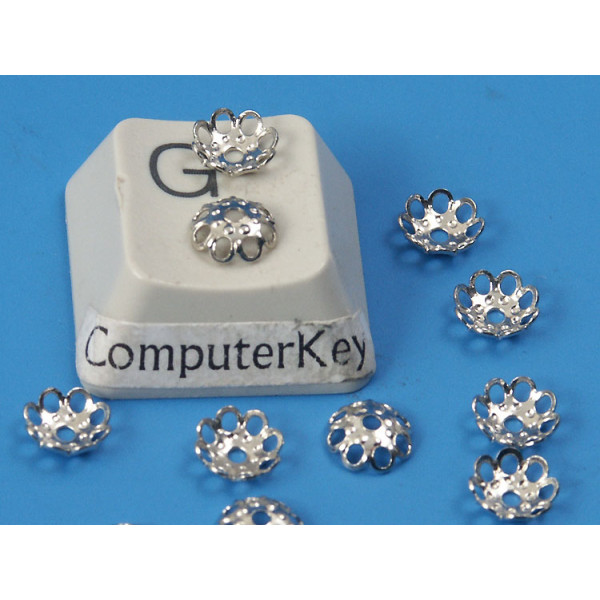 Bead Cap, 6mm, lacy, nickel free nickel colour, bag of 100