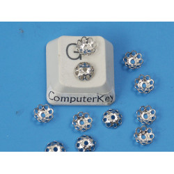 Bead Cap, 6mm, lacy, nickel free nickel colour, bag of 100