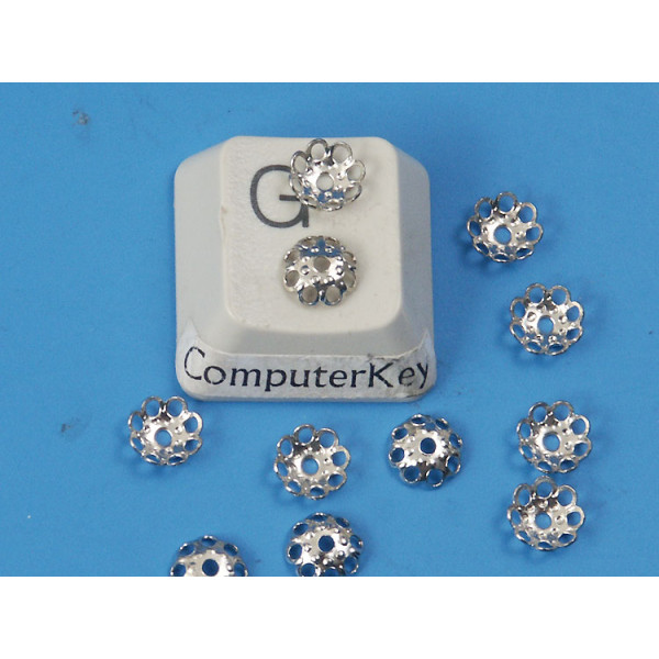 Bead Cap, 6mm, lacy, nickel free nickel colour, bag of 100