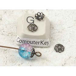 Bead Cap, 6mm, lacy, antique bronze, bag of 100