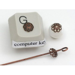 Bead Cap, 6mm, lacy, antique copper, bag of 100