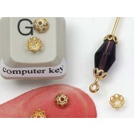 Bead Cap, 4mm, filigree, gold plate, per 50