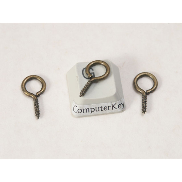 Pendant Eyelet, screw thread, antiqued bronze, 16x8mm, per 100