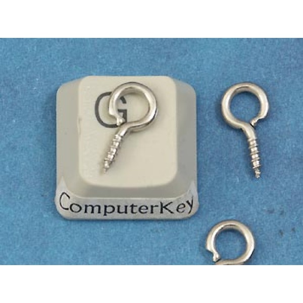 Pendant Eyelet, screw thread, nickel colour 12x6mm Per 100