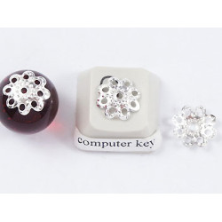 BULK PACK Bead Cap, 10mm, filigree, silver plate, bag of 100