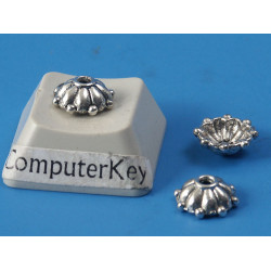 Bead Cap, 8mm, cast flower, platinum colour, bag of 50