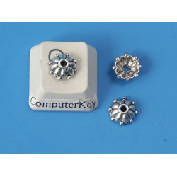 Bead Cap, 8mm, cast flower, platinum colour, bag of 50