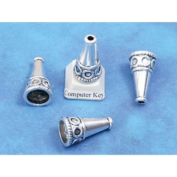 Large Cone Bead Cap, 23mm, antiqued silver