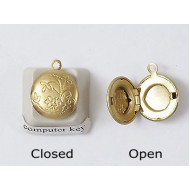 Mini locket, 10mm round, raw brass