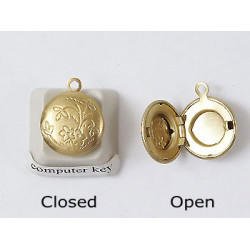 Mini locket, 10mm round, raw brass