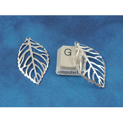 35x20mm Filigree Leaf, silver plate, per 20