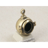 Porthole locket, with 12mm bezel setting, antiqued bronze plate