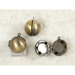 Ball locket, antiqued bronze plate