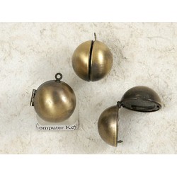 Ball locket, antiqued bronze plate