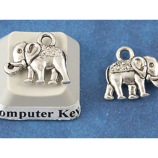 Charm, wee Elephant, antiqued silver, 12mm, bag of 20