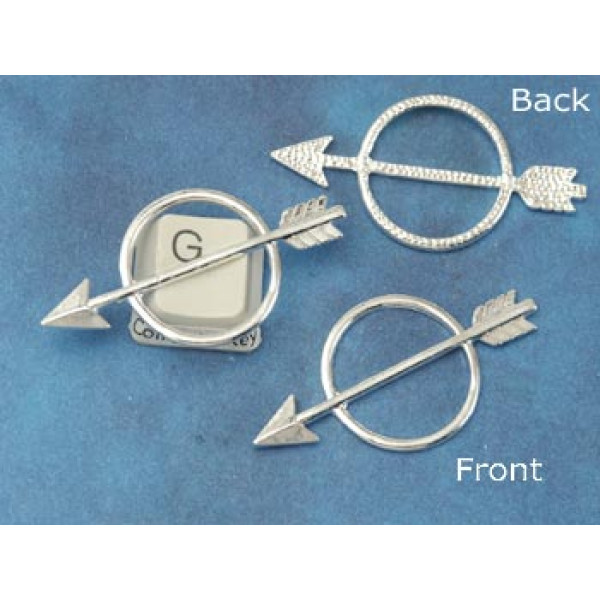 Arrow, in a Circle, 23x46mm, silver plate