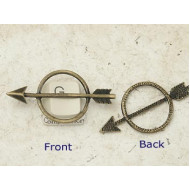 Arrow, in a Circle, 23x46mm, NF ant bronze plate