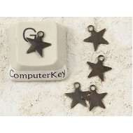 Charm, Stamped tiny star charm, antiqued brass 8mm, bag of 20