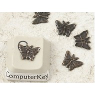 Craft Charm, ant. brass tiny butterfly charm, no hole, bag of 10