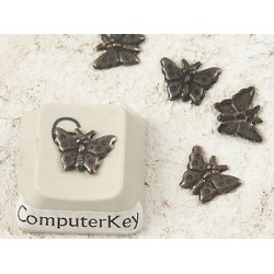 Craft Charm, ant. brass tiny butterfly charm, no hole, bag of 10
