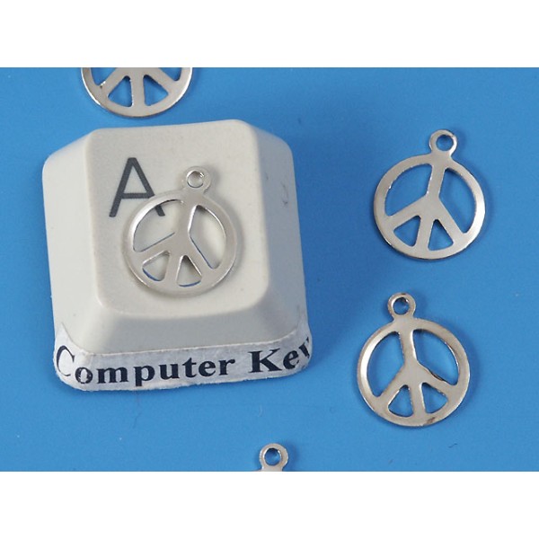 BULK PACK 20 Charms, Stamped tiny peace charm, white bronze 8mm, per 20