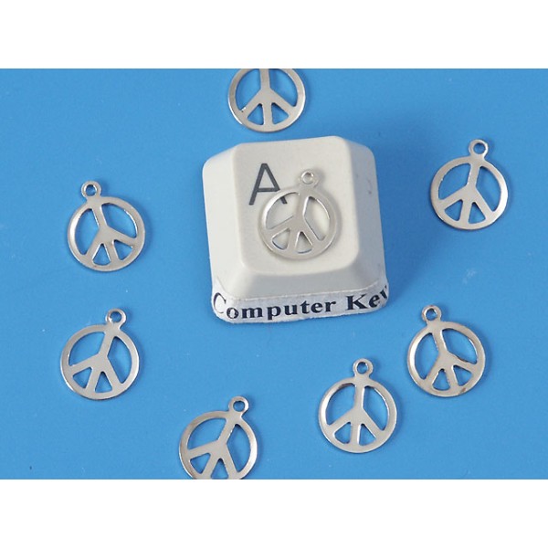 BULK PACK 20 Charms, Stamped tiny peace charm, white bronze 8mm, per 20