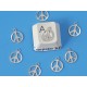 BULK PACK 20 Charms, Stamped tiny peace charm, white bronze 8mm, per 20