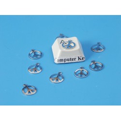 BULK PACK 20 Charms, Stamped tiny peace charm, white bronze 8mm, per 20