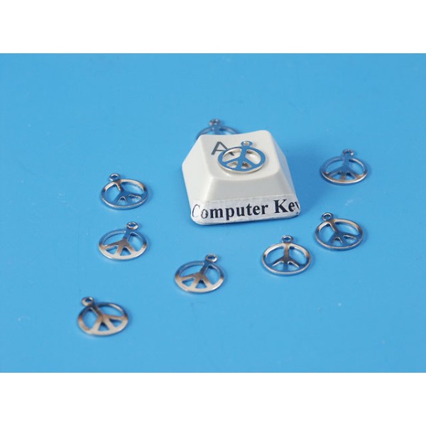 BULK PACK 20 Charms, Stamped tiny peace charm, white bronze 8mm, per 20