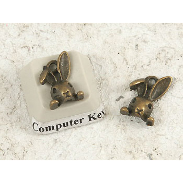 Charm, Rabbit, with floppy ear, ant. bronze