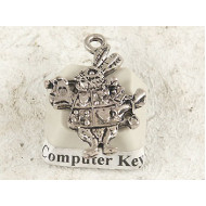 White Rabbit charm, NF ant. silver, 26mm, bag of 10