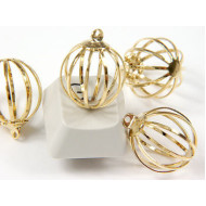 Charm, Bead Cage, gold plate
