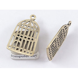 Bird Cage, flat, NF antiqued bronze, per 5 pcs