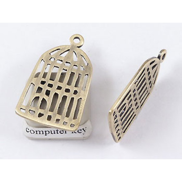 Bird Cage, flat, NF antiqued bronze, per 5 pcs