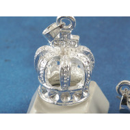Charm, Crown, 12x20mm, silver plate