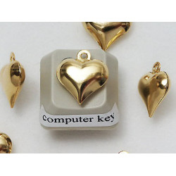 Charm, Puffed Heart, gold plate 12mm, per 10