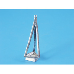 Pendant connector, triangle, 70mm, NF antiqued silver