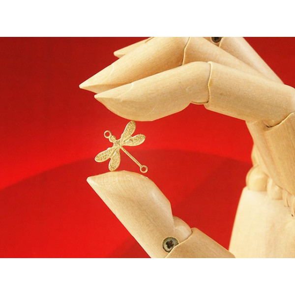 Brass Dragonfly connector, 2 loops 17mm, each
