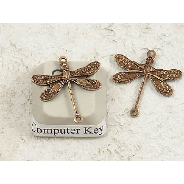 Brass Dragonfly connector, 2 loops 17mm, each