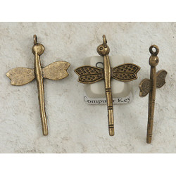 Cute antiqued bronze dragonfly 38x25mm