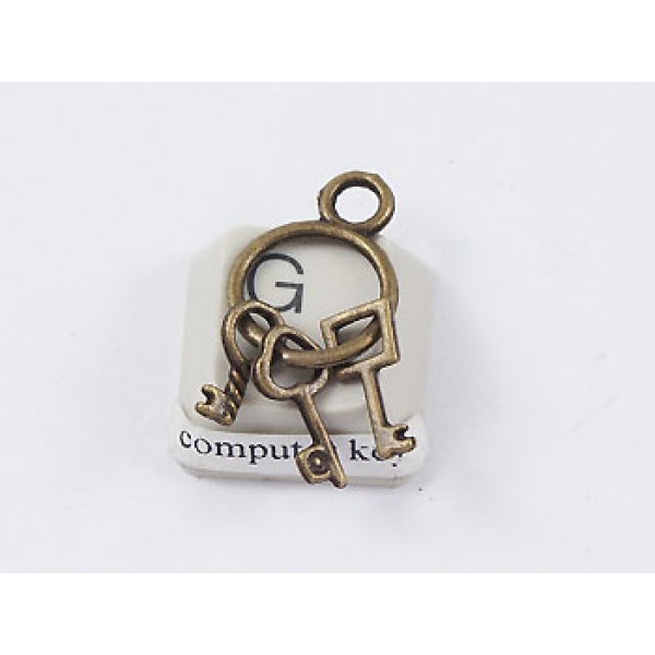 Charm, jailers' key ring with keys, antiqued bronze