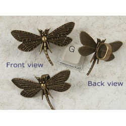 Dragonfly pendant, large loop, antiqued bronze