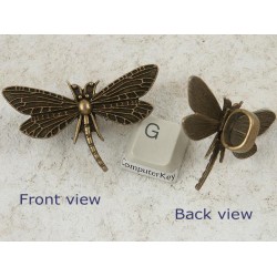 Dragonfly pendant, large loop, antiqued bronze