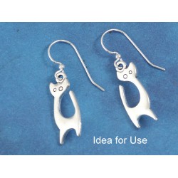 Charm, cute wee Cat, antiqued silver, 24x9mm