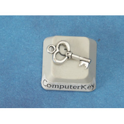 Mini Key charm, 15mm long, antiqued silver, bag of 50