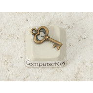 Mini Key charm, 15mm long, antiqued bronze, bag of 50